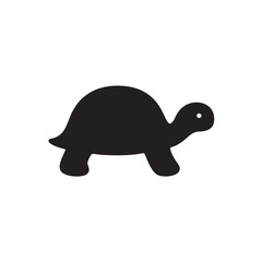 Turtle Walking Silhouette, Simple Bold Body Outline Animal Icon Vector