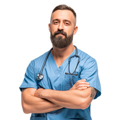 Medical nurse, doctor man, isolated on transparent background.