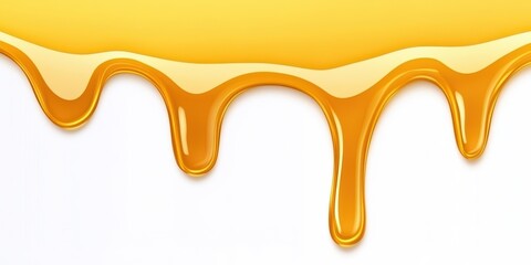 Fototapeta premium Golden honey dripping on bright white background