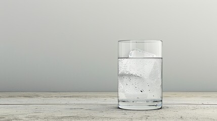 Clear glass of water with ice cubes