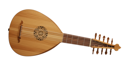 Isolated Baroque Lute Instrument with Intricate Design