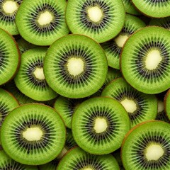 Many kiwi slices filling the entire frame.