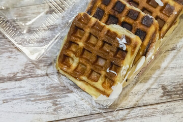 Belgian waffles as homemade cuisine