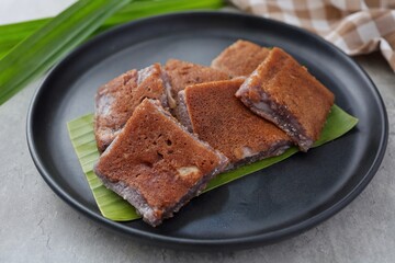 Thai coconut pancake in black plate, thai dessert