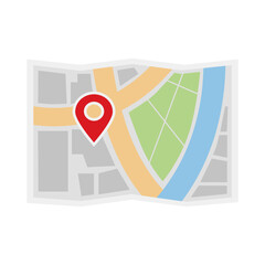 Simplified map illustration with location pin