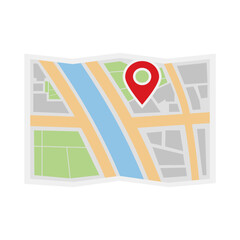 Simplified map illustration with location pin