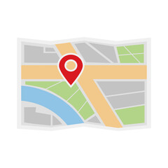 Simplified map illustration with location pin