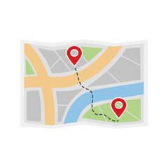 Simplified city map with route markers