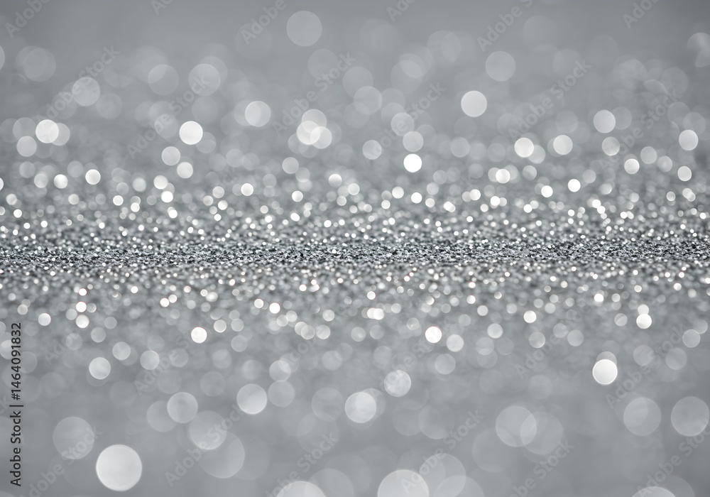 Aufkleber silver glitter sparkle texture background with bokeh effect and light