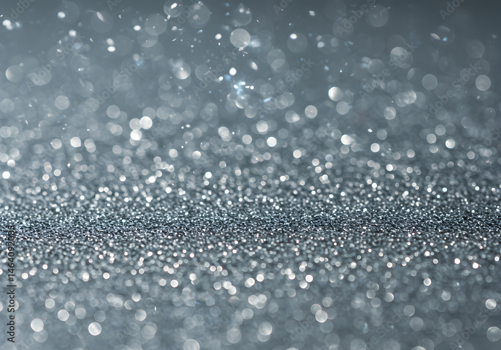 Poster silver glitter texture abstract shimmering background with bokeh effect