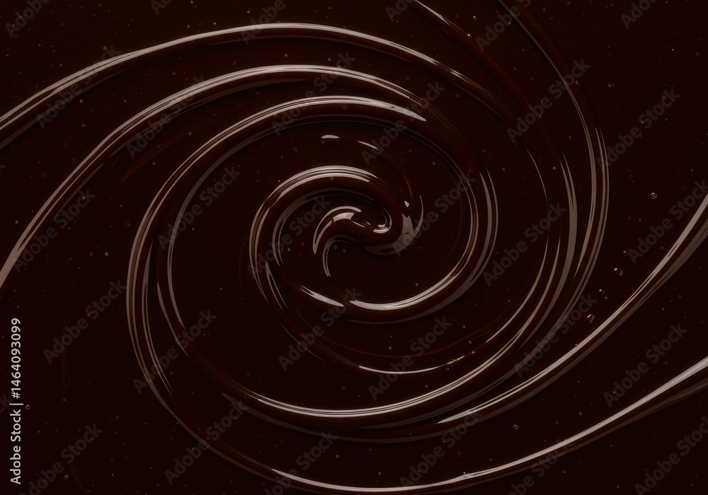 Poster dark chocolate swirl with a glossy texture creating a mesmerizing pattern of concentric circles and 