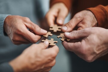 Teamwork Collaboration Puzzle Pieces Hands Connecting Solutions Strategy