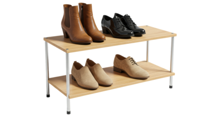 Isolated Shoe Rack with Assorted Footwear
