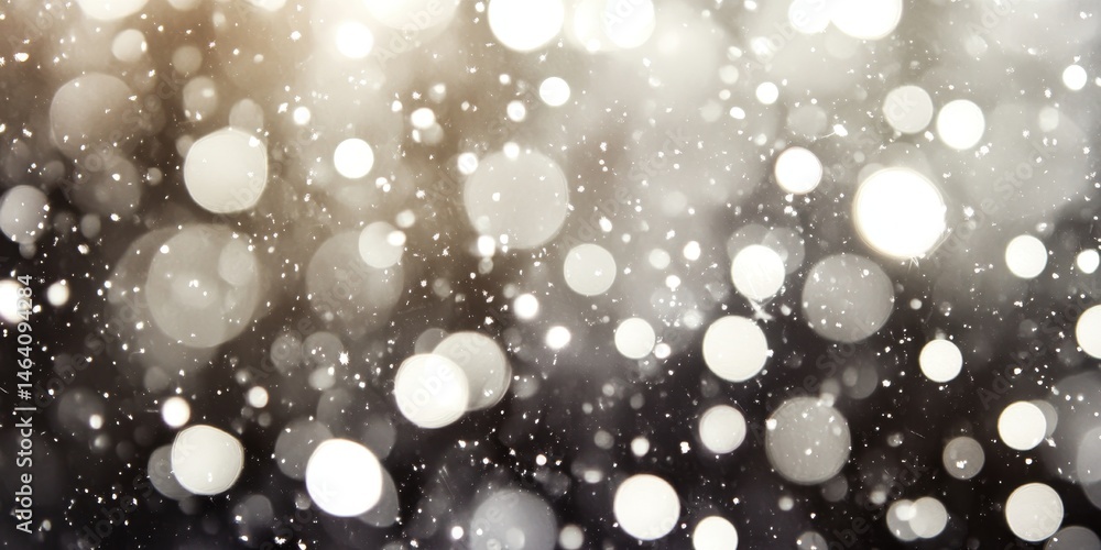 Poster Abstract Festive Background With Sparkling And Swirling White Lights Particles, Bokeh Effect.