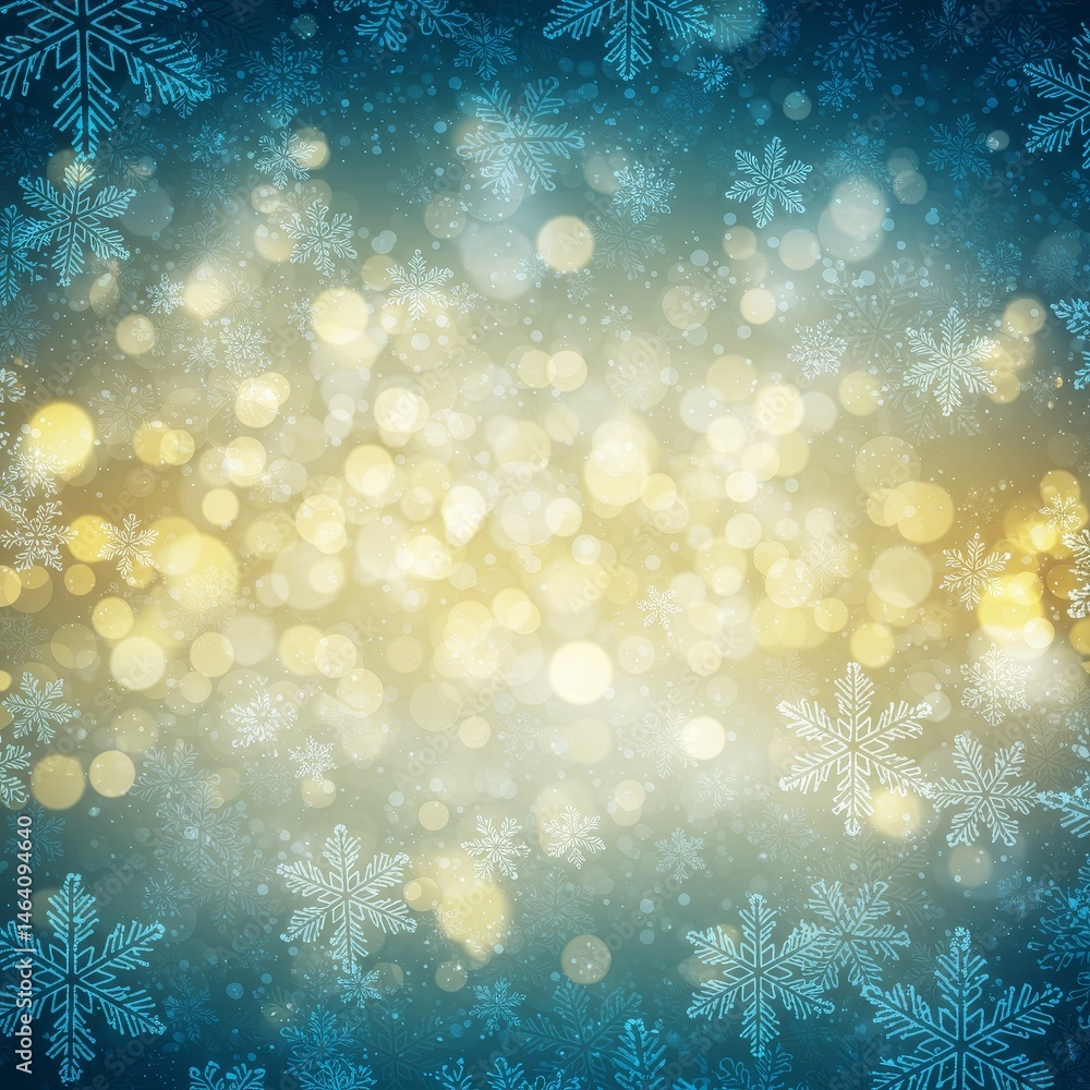Poster snowflake background with bokeh effect and festive winter decoration