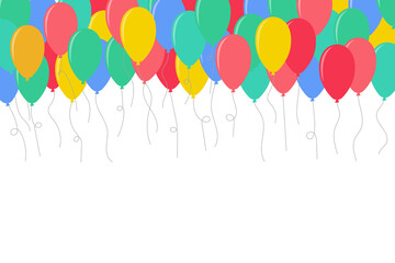 Balloon in flat style. Bunch of balloons for birthday or party. Flying balloon with rope. Flat icon illustration isolated on white background. © Volodymyr2