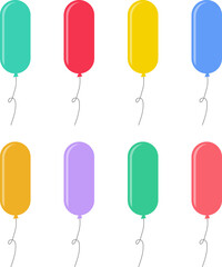 Balloon in flat style. Bunch of balloons for birthday or party. Flying balloon with rope. Flat icon illustration isolated on white background. © Volodymyr2