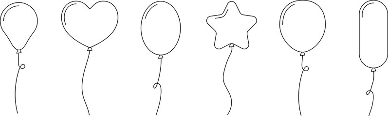 Balloon in flat style. Bunch of balloons for birthday or party. Flying balloon with rope. Flat icon illustration isolated on white background. © Volodymyr2