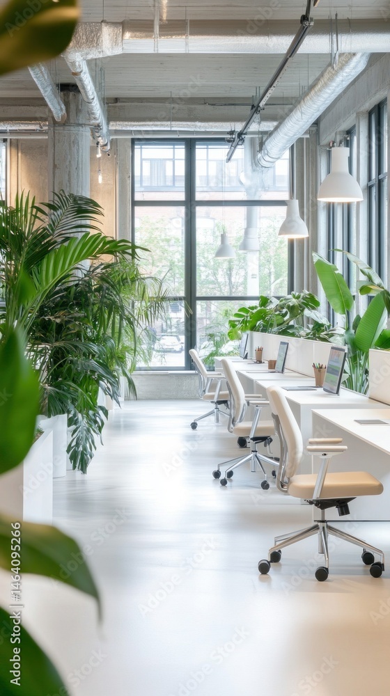 Aufkleber modern coworking space with greenery creating relaxing atmosphere