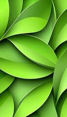Abstract Green Paper Carved Background, Forest Green and Emerald Wave Pattern, Layered Design.