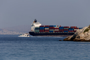 The cargo ship at a distance (Greece)