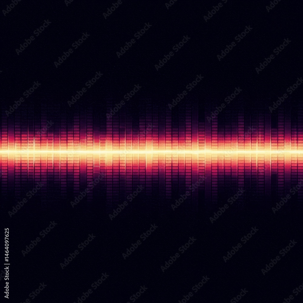 Poster sound wave spectrum visualization with warm color palettes and grid