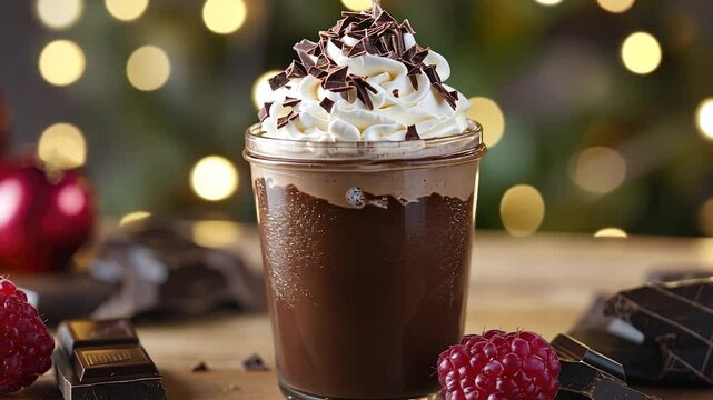 Festive Chocolate Drink with Whipped Cream