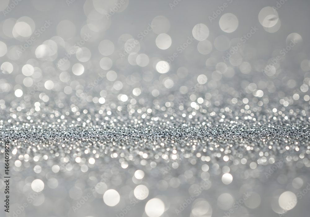 Poster sparkling silver glitter abstract background with bokeh effect