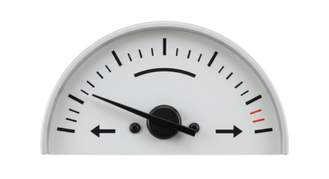 Isolated Speedometer Gauge with Needle Pointing to Low