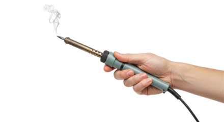 Isolated Hand Holding Soldering Iron