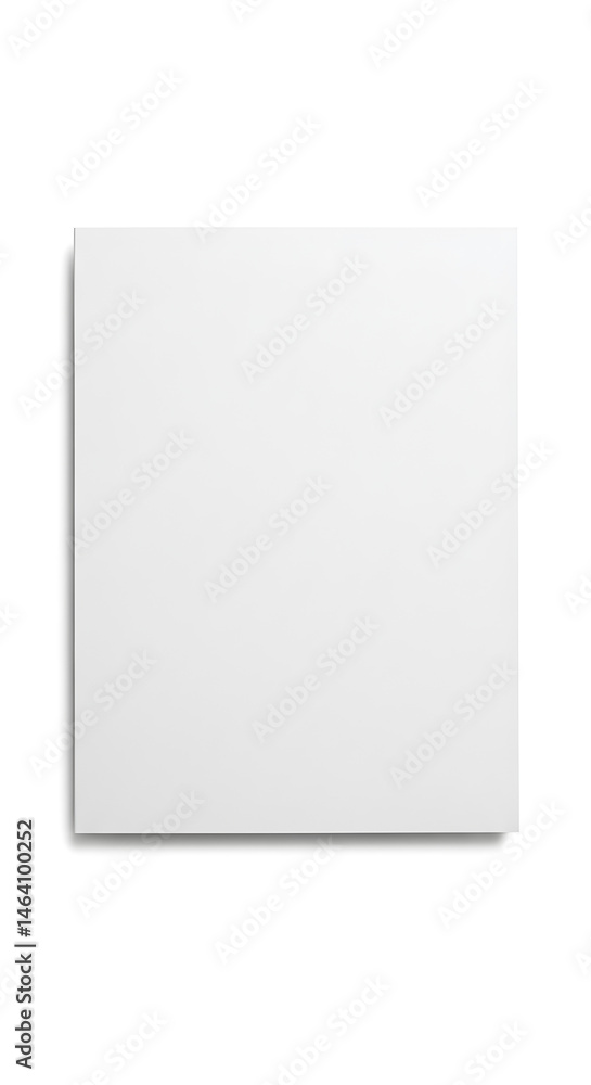Poster square white paper mockup with soft shadow on a plain background