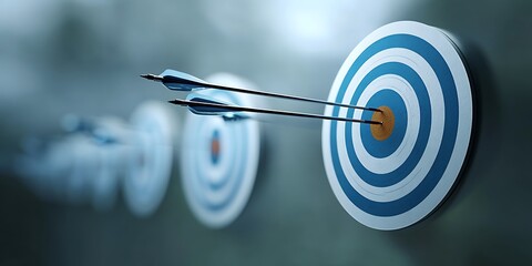 Arrows Hitting Bullseye Target Achieving Business Goals Success Strategy