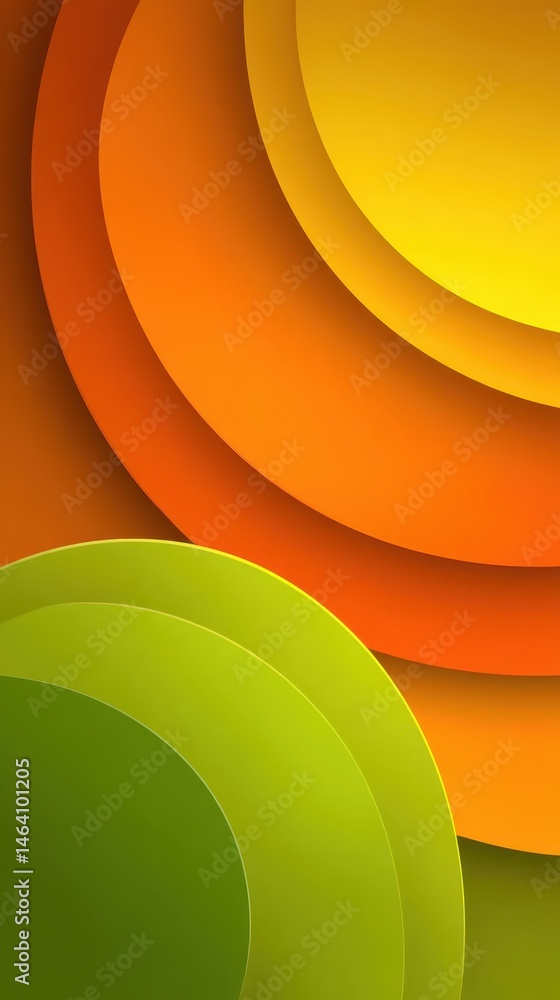 Poster abstract background displaying overlapping orange and green circular shapes, generating vibrant grad