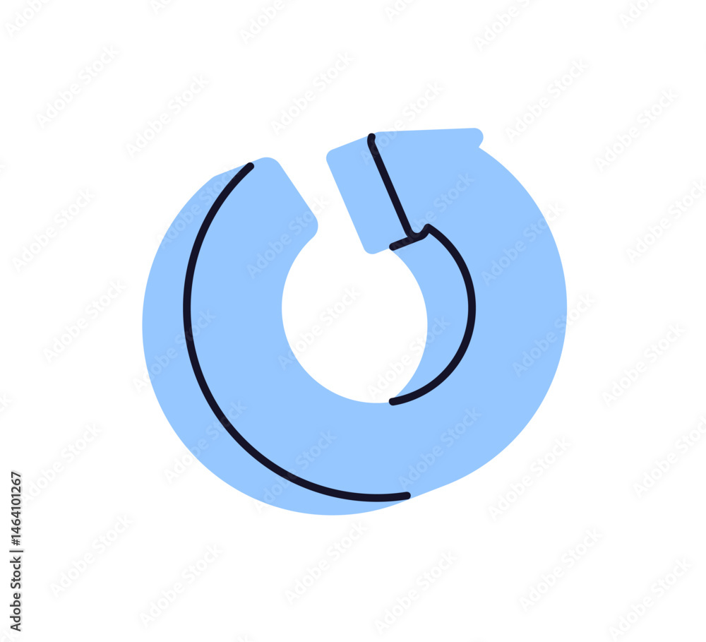 Aufkleber Circular round arrow, loop. Rotating movement. Refresh, reload, restart and reset action with curved cycle symbol. UI command, interface icon. Flat vector illustration isolated on white background