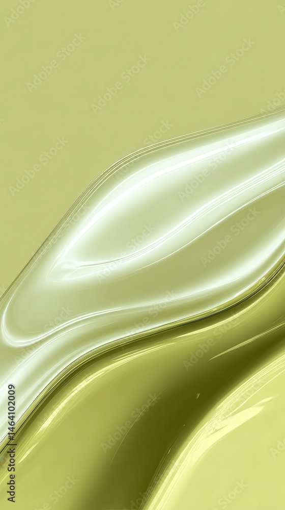 Poster flowing green and white waves blending seamlessly, generating contemporary abstract pattern with dyn