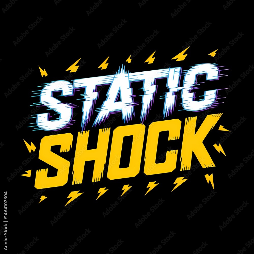 Poster electric surge typography displaying static shock with animated distortion