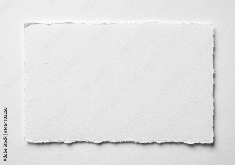 Poster torn edge white paper rectangle with deckled edges, perfect for mockups and design elements