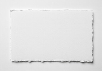 Torn edge white paper rectangle with deckled edges, perfect for mockups and design elements