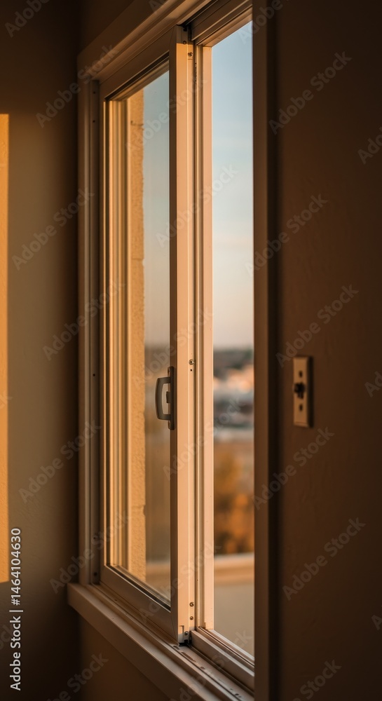 Poster sunlight streaming through open window frame casting warm glow