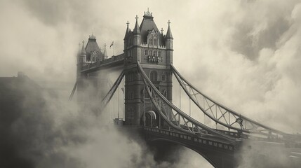 Obraz premium Tower Bridge London Fog Dramatic Architecture England Landmark