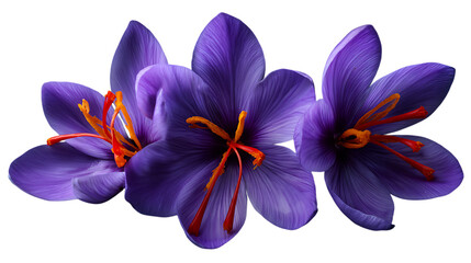 Saffron Flowers Closeup Image of Purple Crocus Sativus Blooms