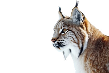 Fototapeta premium Close-up profile of a majestic lynx with striking features on a dark background.
