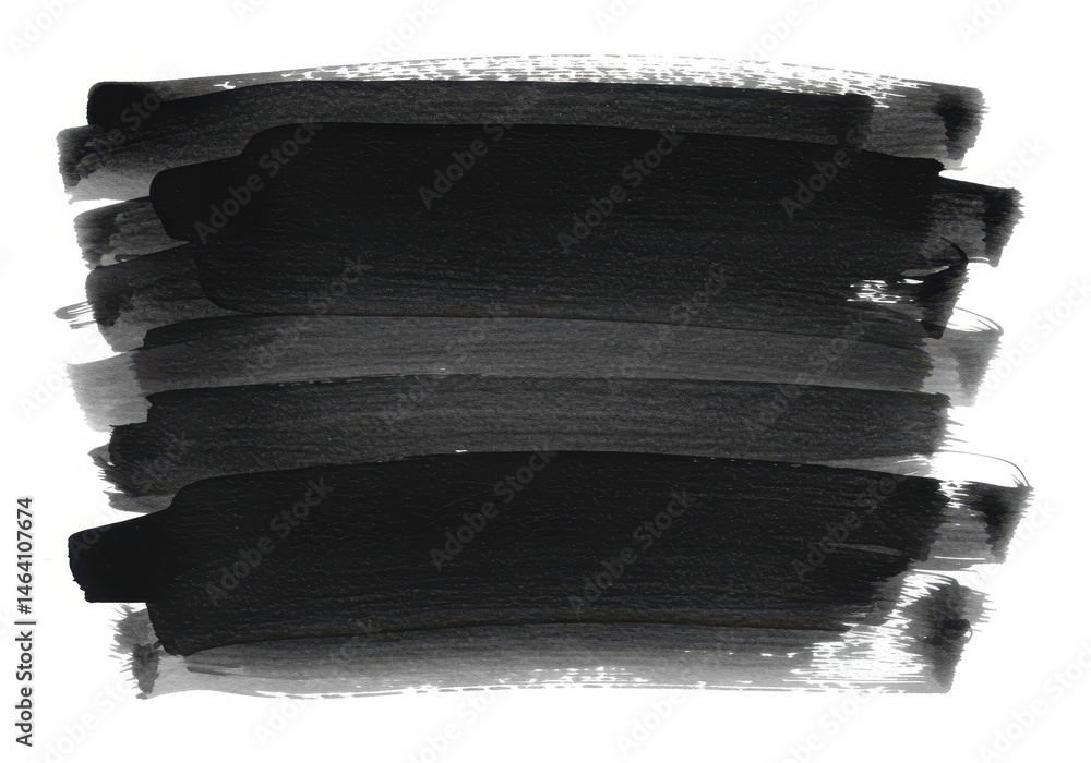 Poster black paint strokes on a white background creating an abstract design with a textured and artistic f