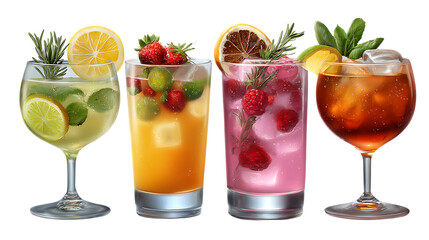 Fototapeta premium Refreshing Summer Cocktails Four Delicious Drink Recipes