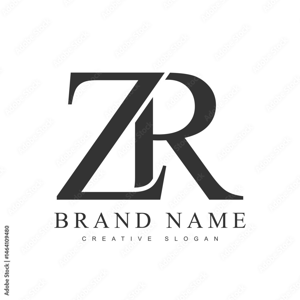Fototapete zr trendy logotype template. initial letter z and r classic font style. creative logo for company na