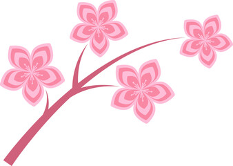 Pink cherry blossoms branch icon. Japanese Sakura flower. Cherry branch with pink sakura. Flowers, plants, spring, cute, etc.