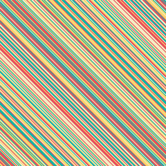 Fototapeta premium Vibrant diagonal stripes in a retro color palette create a dynamic, playful pattern.