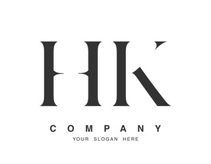 HK logo design. Initial letter h and k serif font style. Creative classic company name typography. Trendy logotype or identity.