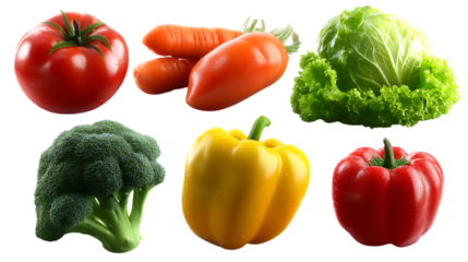 Fresh Vegetables Tomatoes Carrots Cabbage Broccoli Bell Peppers  Healthy Eating Diet Food Produce