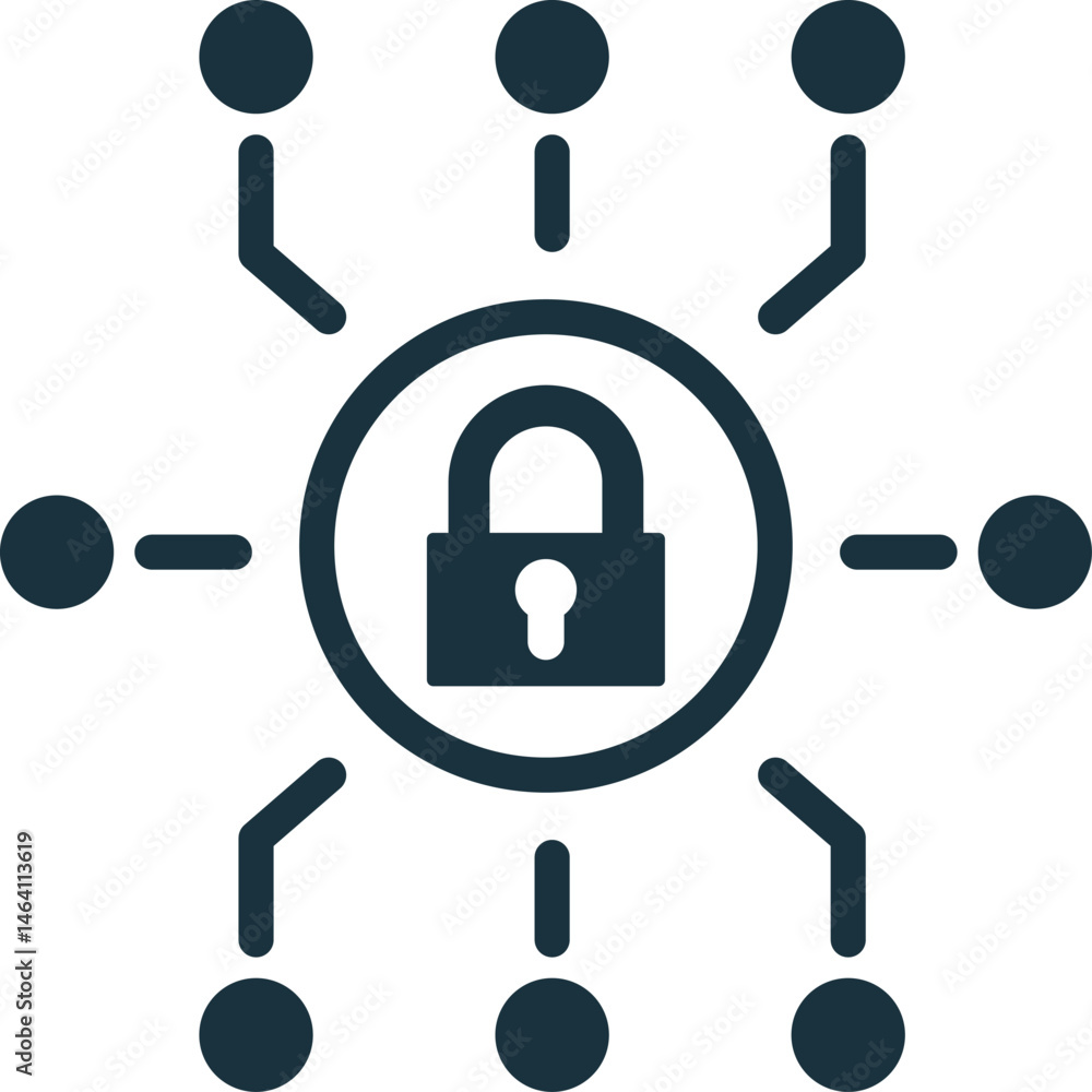 Aufkleber cybersecurity protecting network with secure lock icon, ensuring data protection